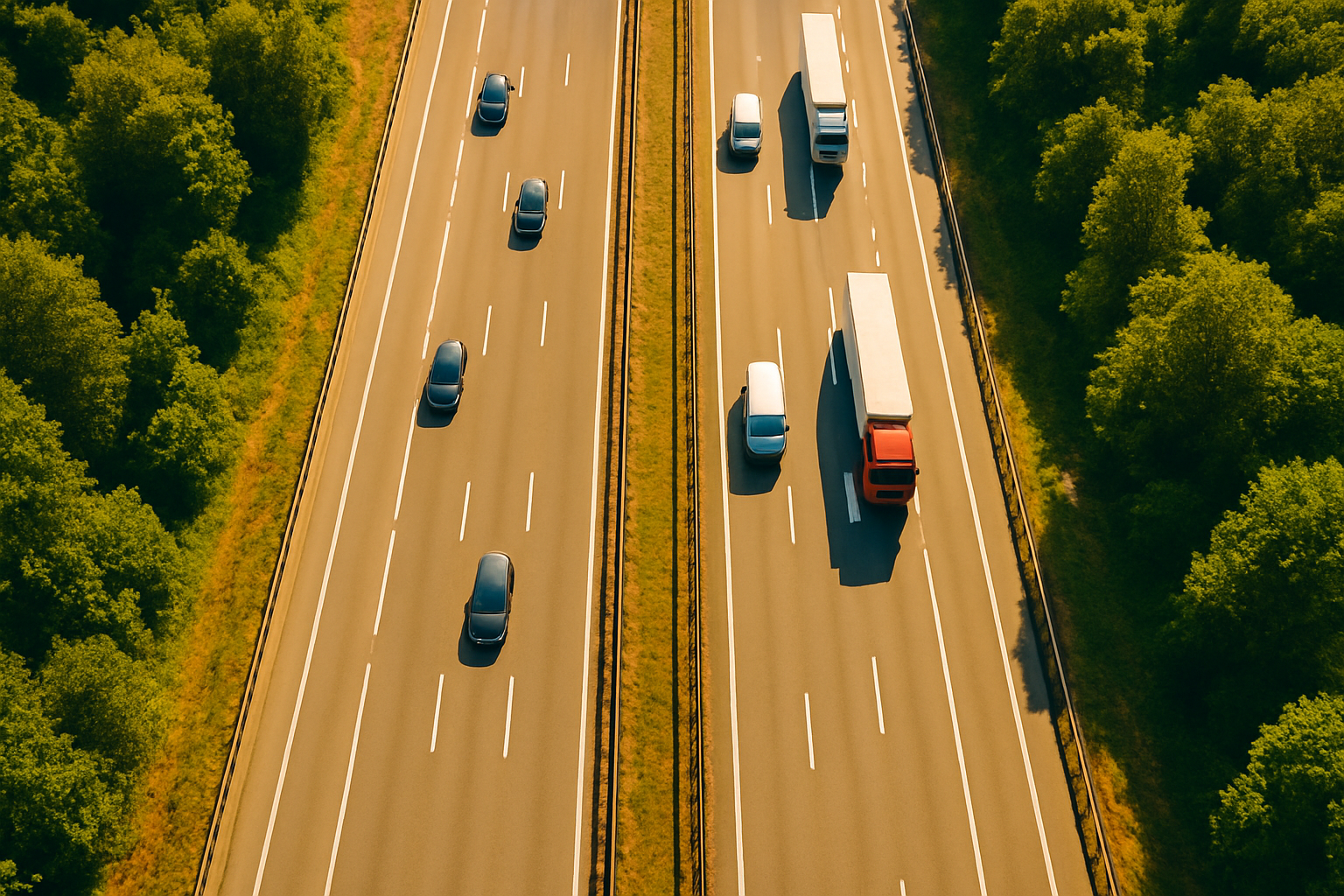 il faut qu'il y ait 4 voies avec glissière au milieu et quelques véhicules et rajoute un peu de saturation c'est trop triste